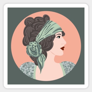 Romantic look of a vintage lady Sticker